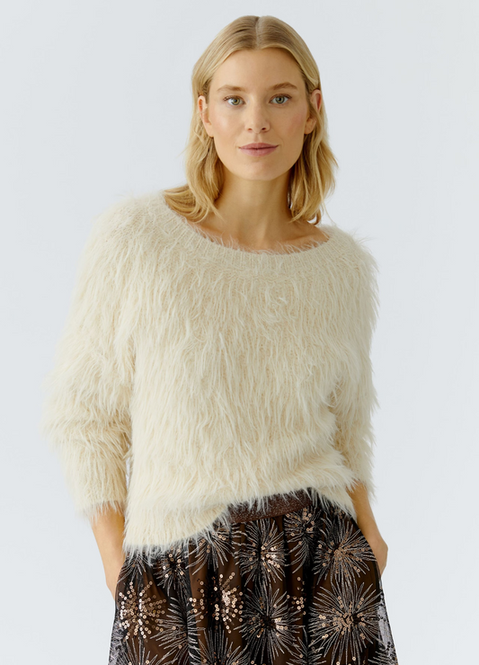 Oui - Cream Textured Knit
