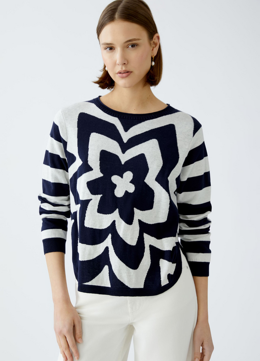 Oui - Floral Stripe Jumper