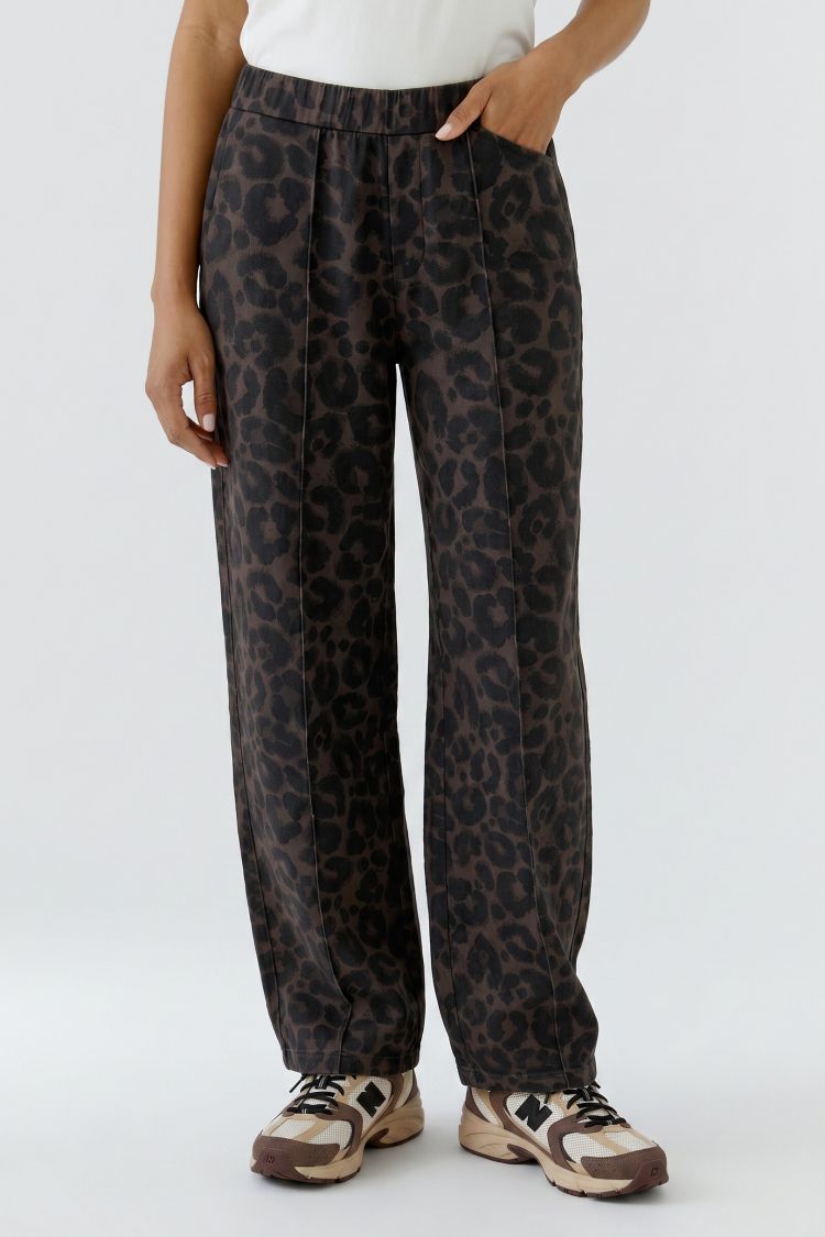 Oui - Dark Animal Print Pants