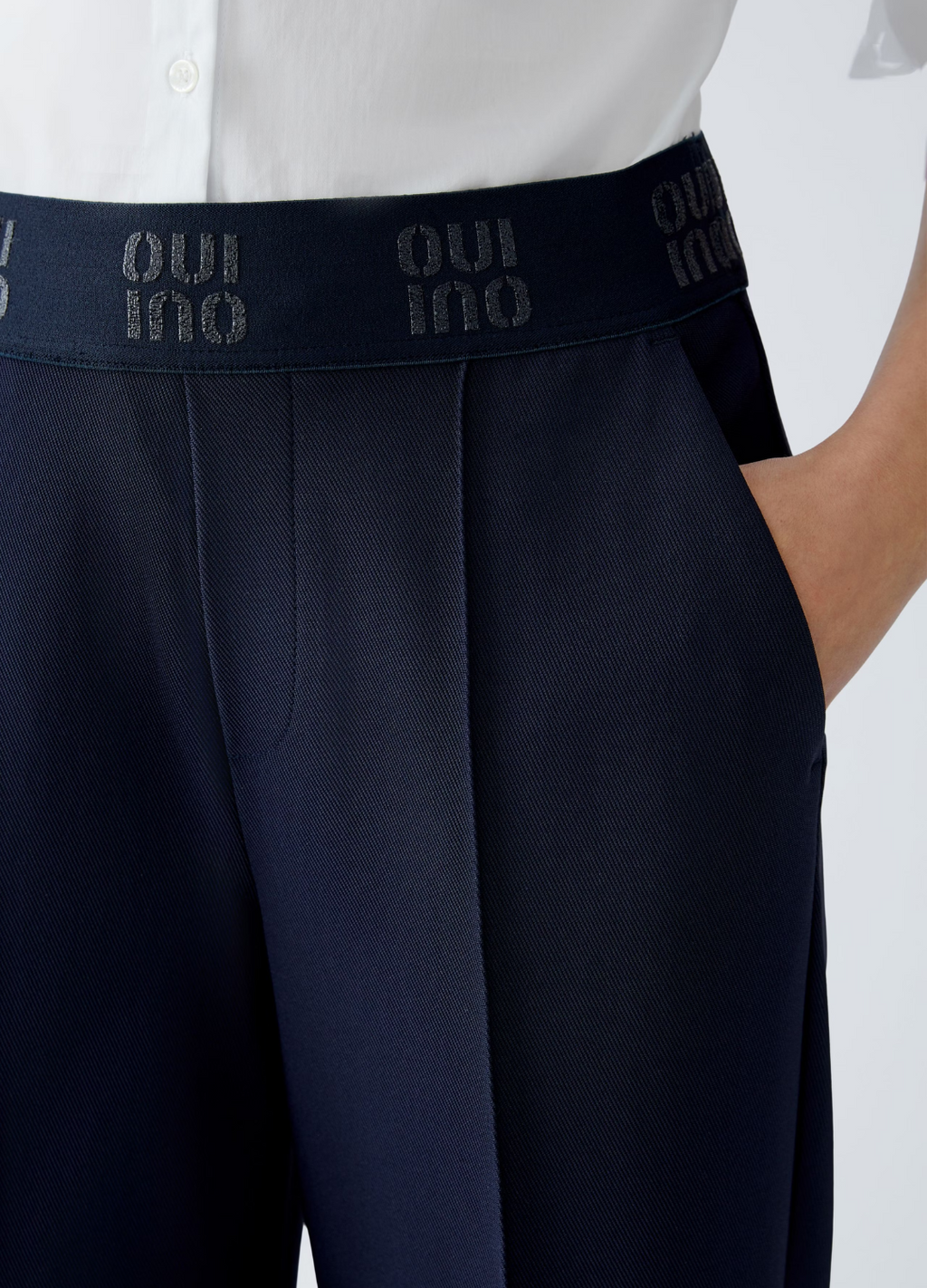 Oui - Dark Blue Waisted Pants