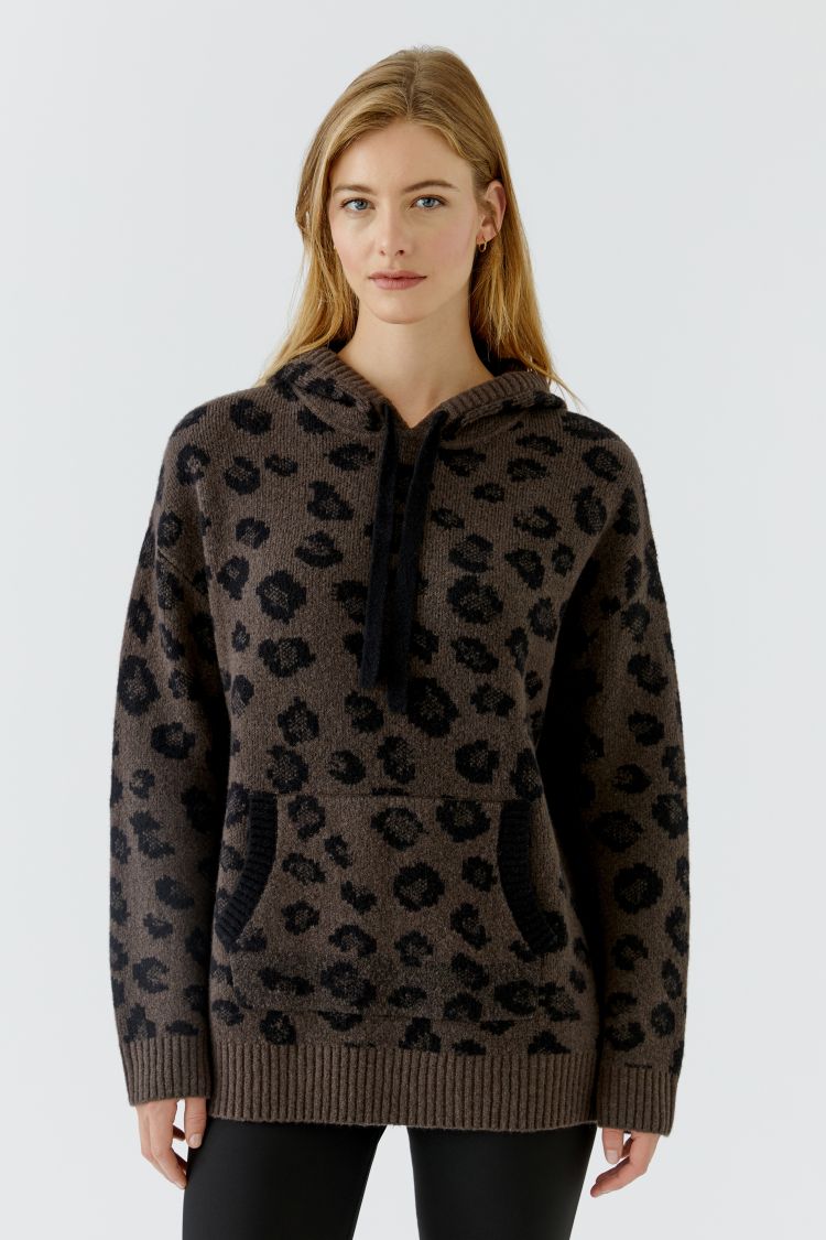 Oui - Dark Brown Hood Top