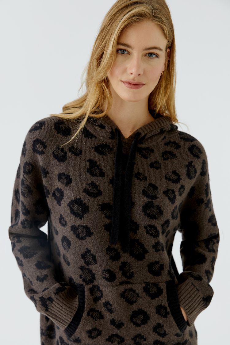Oui - Dark Brown Hood Top