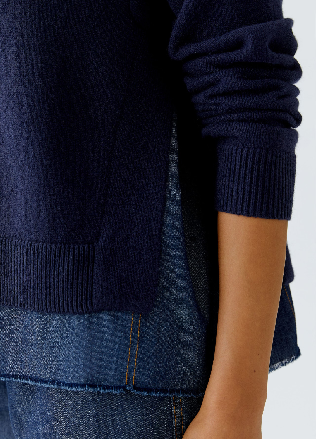 Oui - Denim Back Jumper