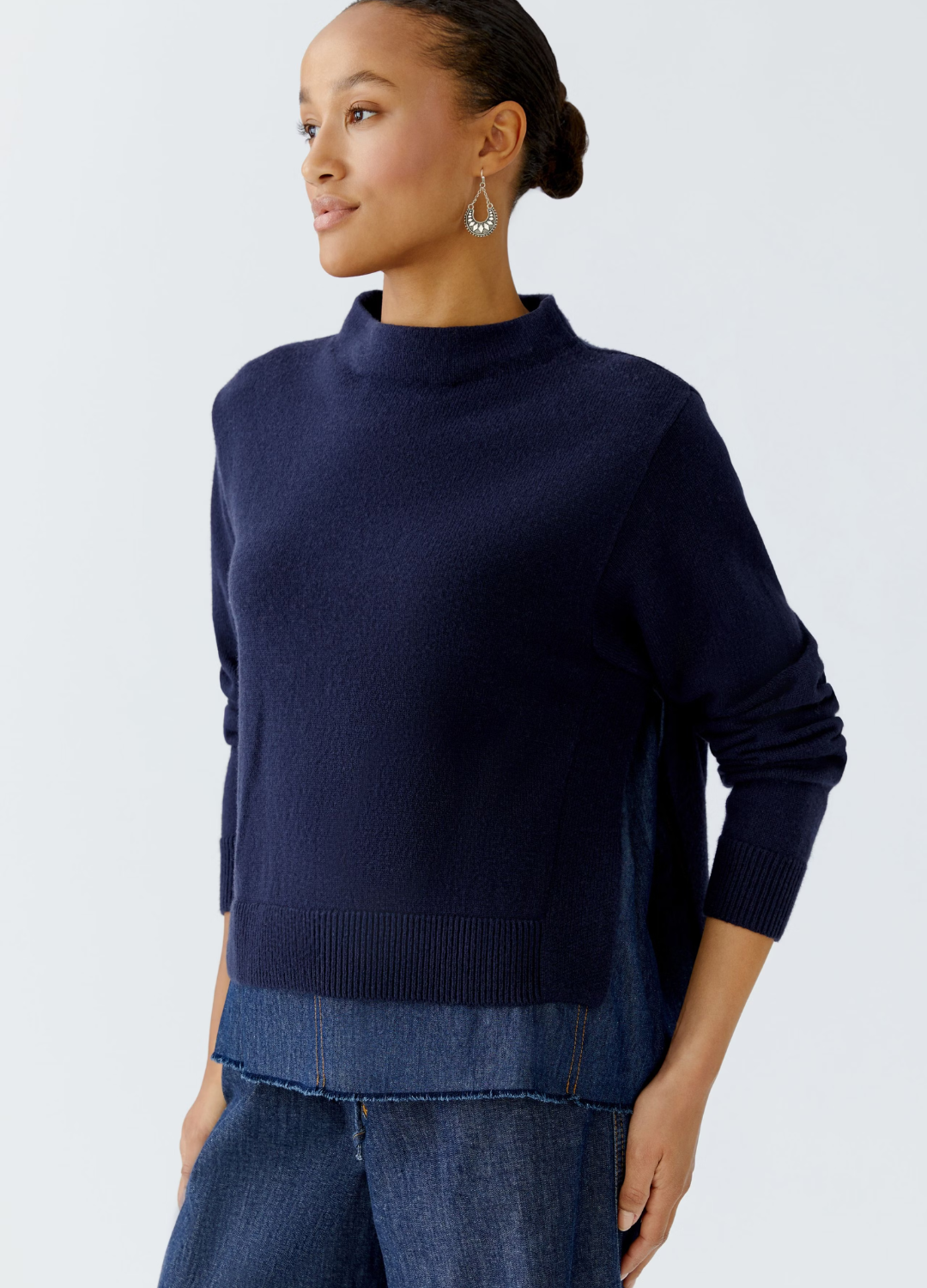 Oui - Denim Back Jumper