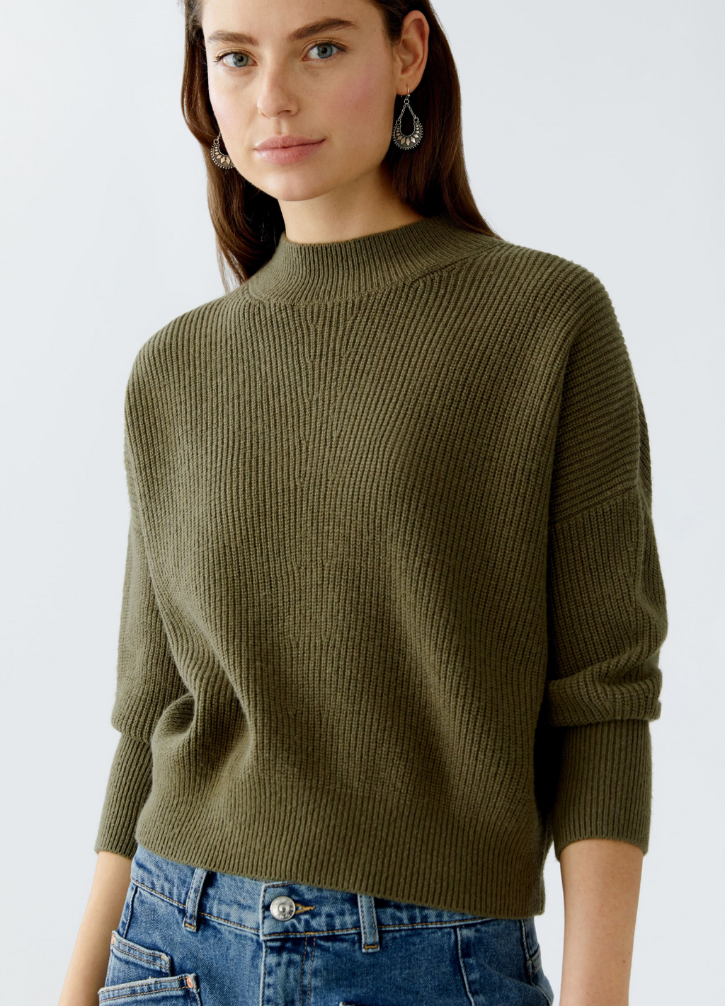 Oui - Burnt Olive Highneck Jumper