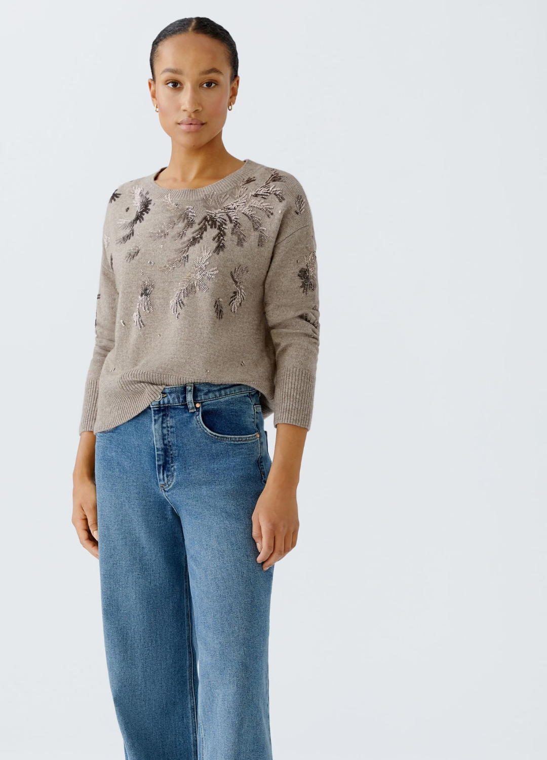 Oui - Embellished Smokey Jumper