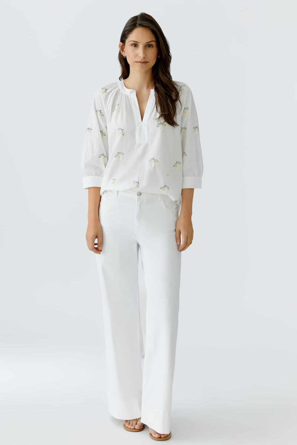 Oui - Lemon Detailed White Tunic