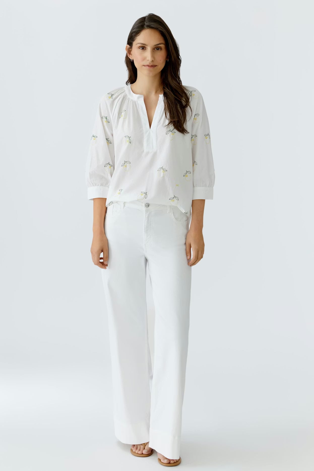 Oui - Lemon Detailed White Tunic