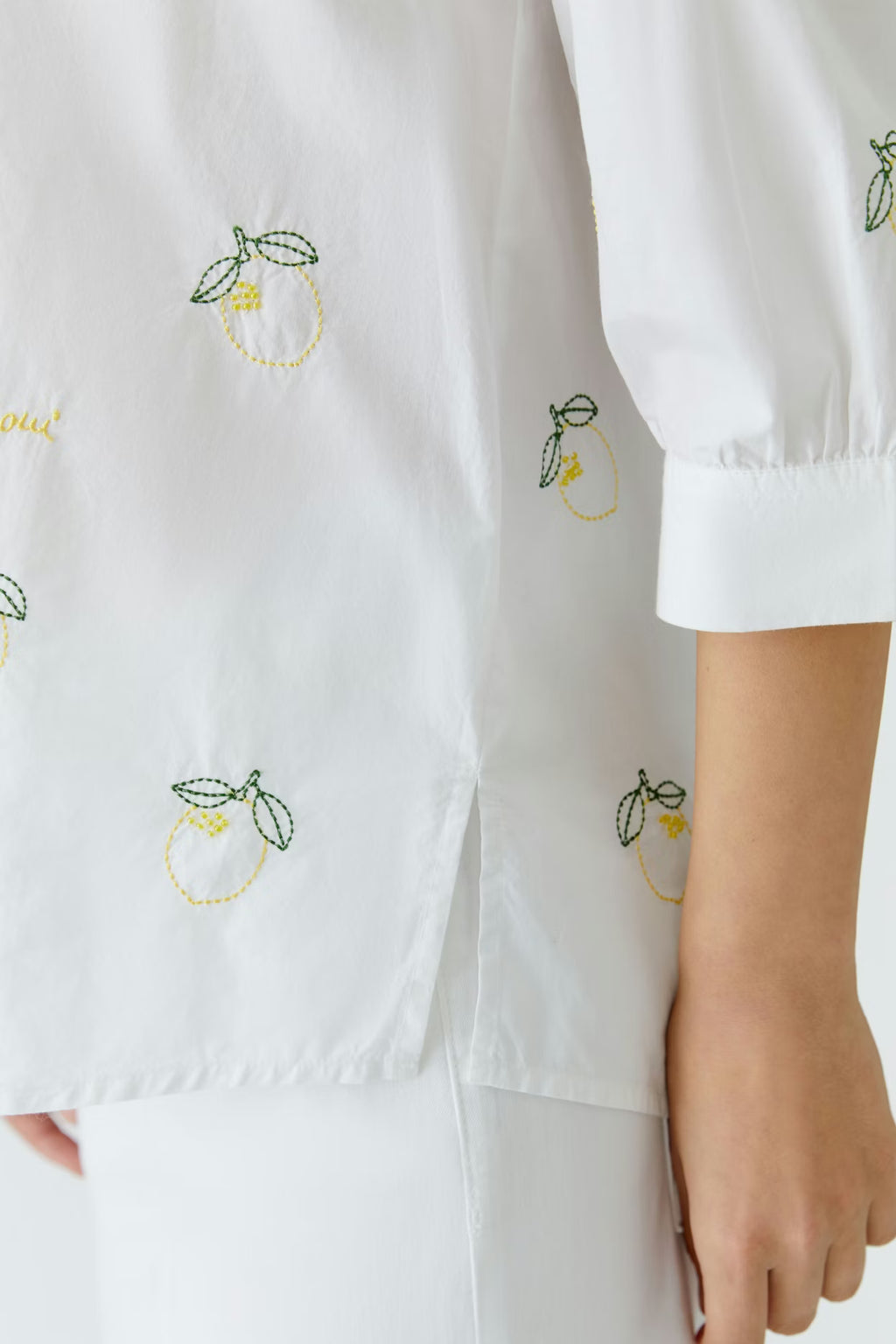 Oui - Lemon Detailed White Tunic