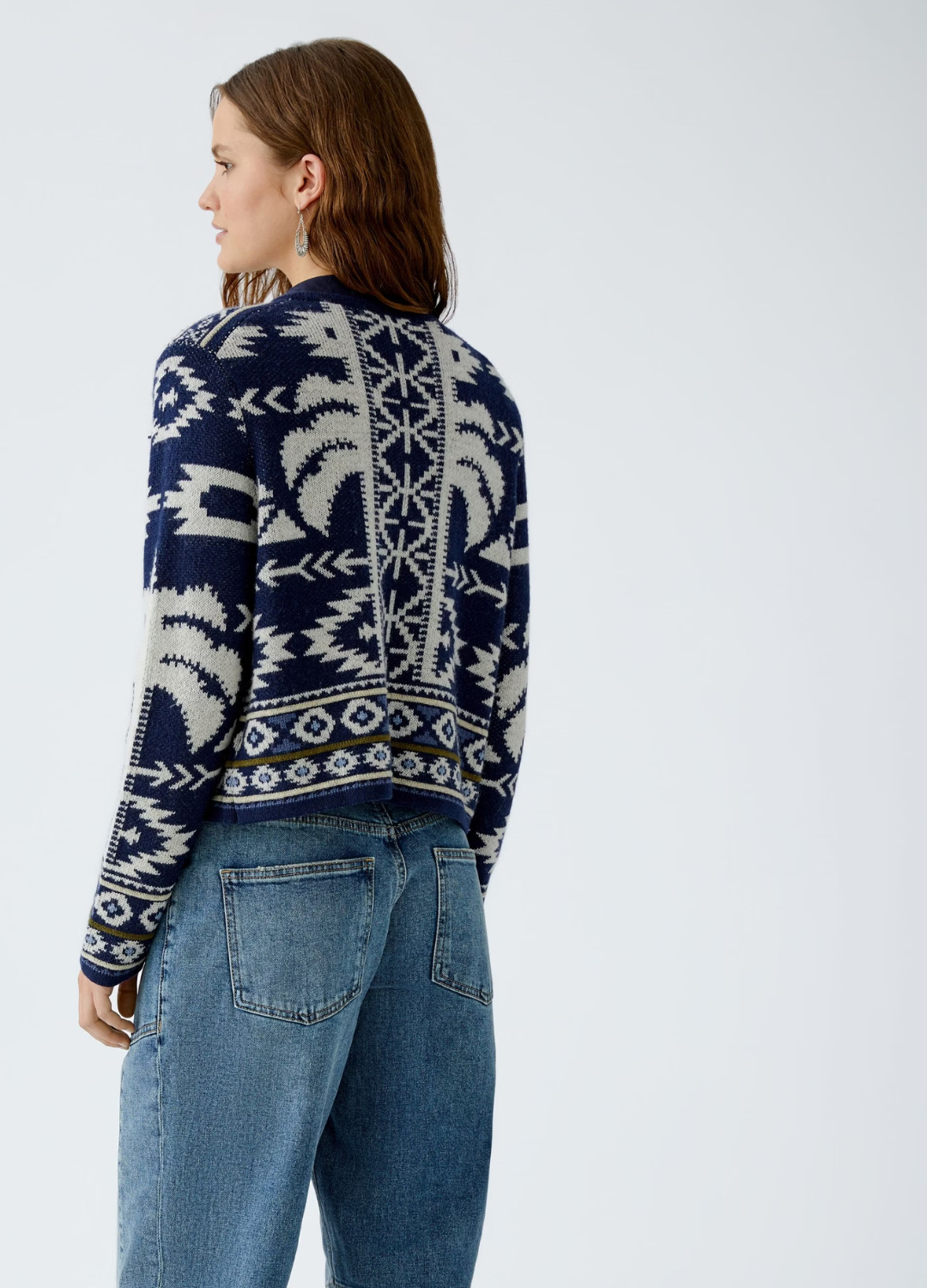 Oui - Fringe & Pattern Cardigan