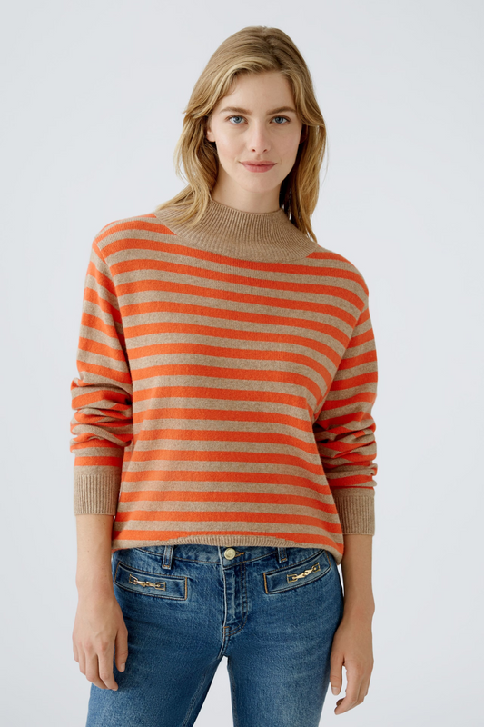 Oui - Red Camel Turtleneck Jumper