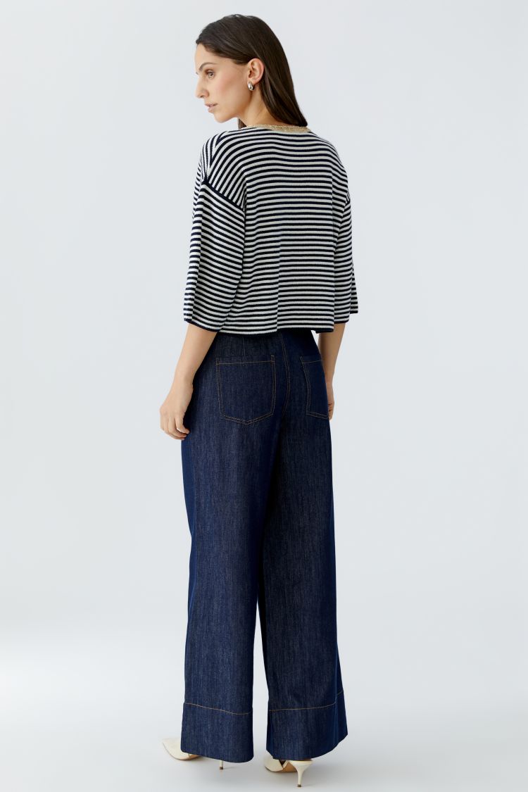 Oui - Stripe Navy Cardigan