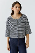 Oui - Stripe Navy Cardigan