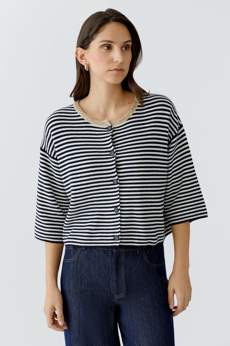 Oui - Stripe Navy Cardigan
