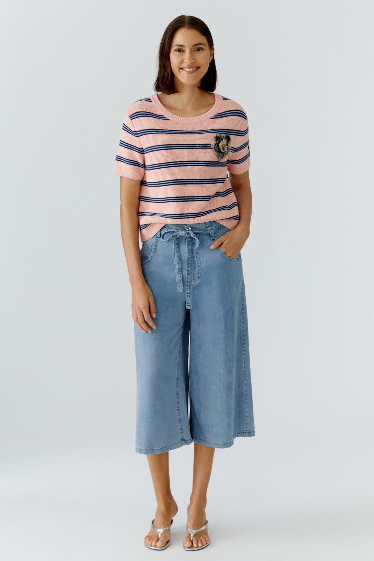 Oui - Stripe Rose Blue Top