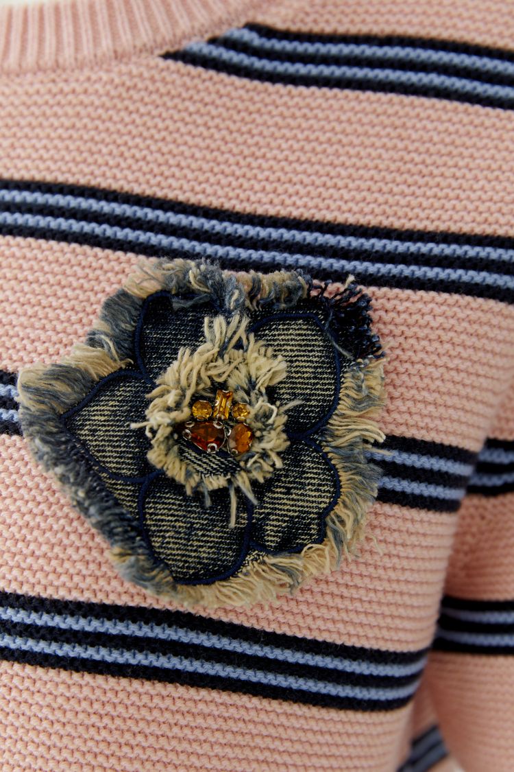 Oui - Stripe Rose Blue Top