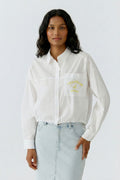 Oui - Optic White Text Blouse