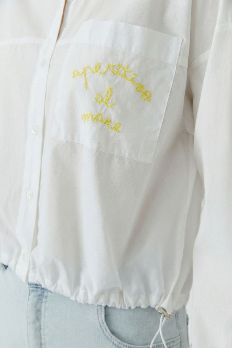 Oui - Optic White Text Blouse