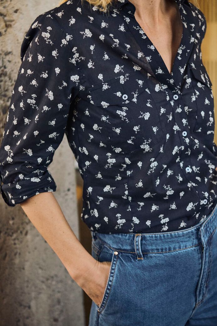 Part Two - Cortnio Navy Floral Cotton Shirt