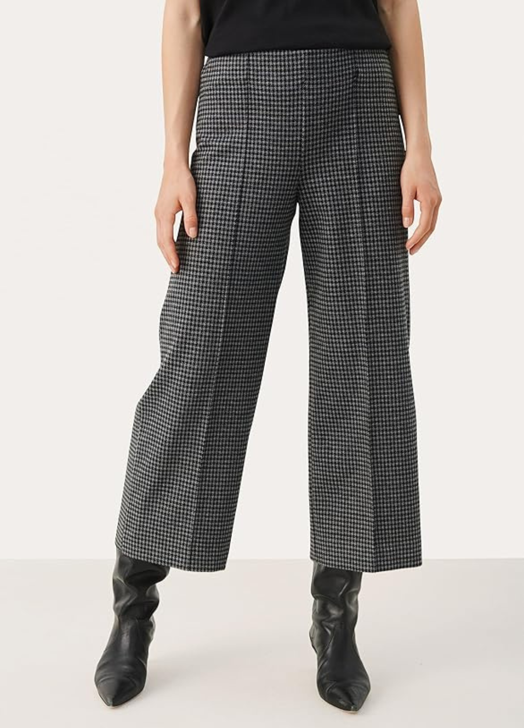 Part Two - Ilisan Dark Grey Check Pull Trouser