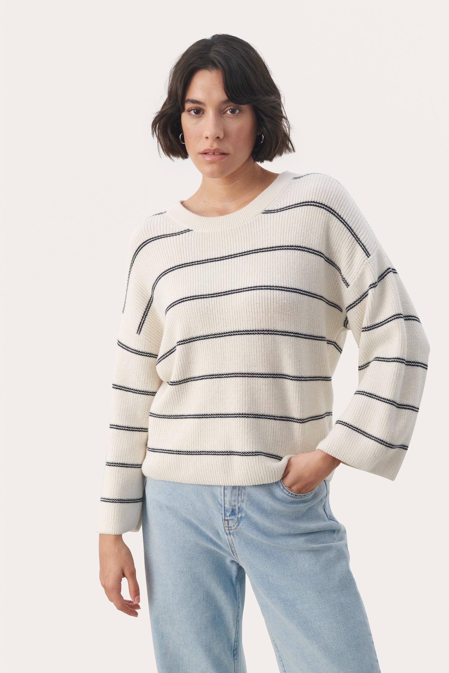 Elysia Navy Stripe Cotton Cashmere Pullover