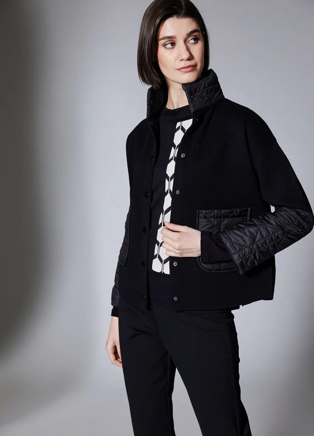 Peruzzi - Quilted Trim Knit Jacket