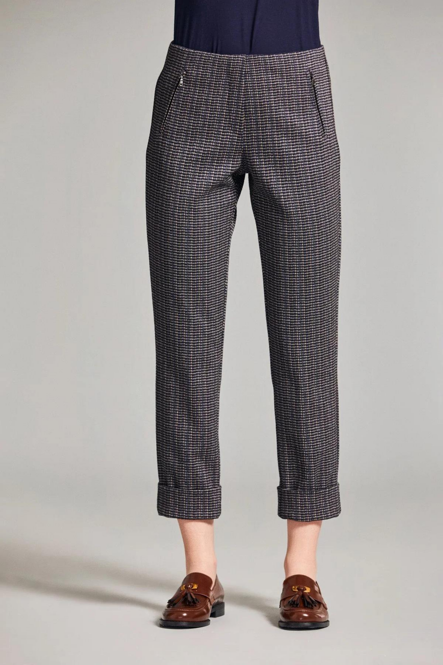 Navy Check Trouser