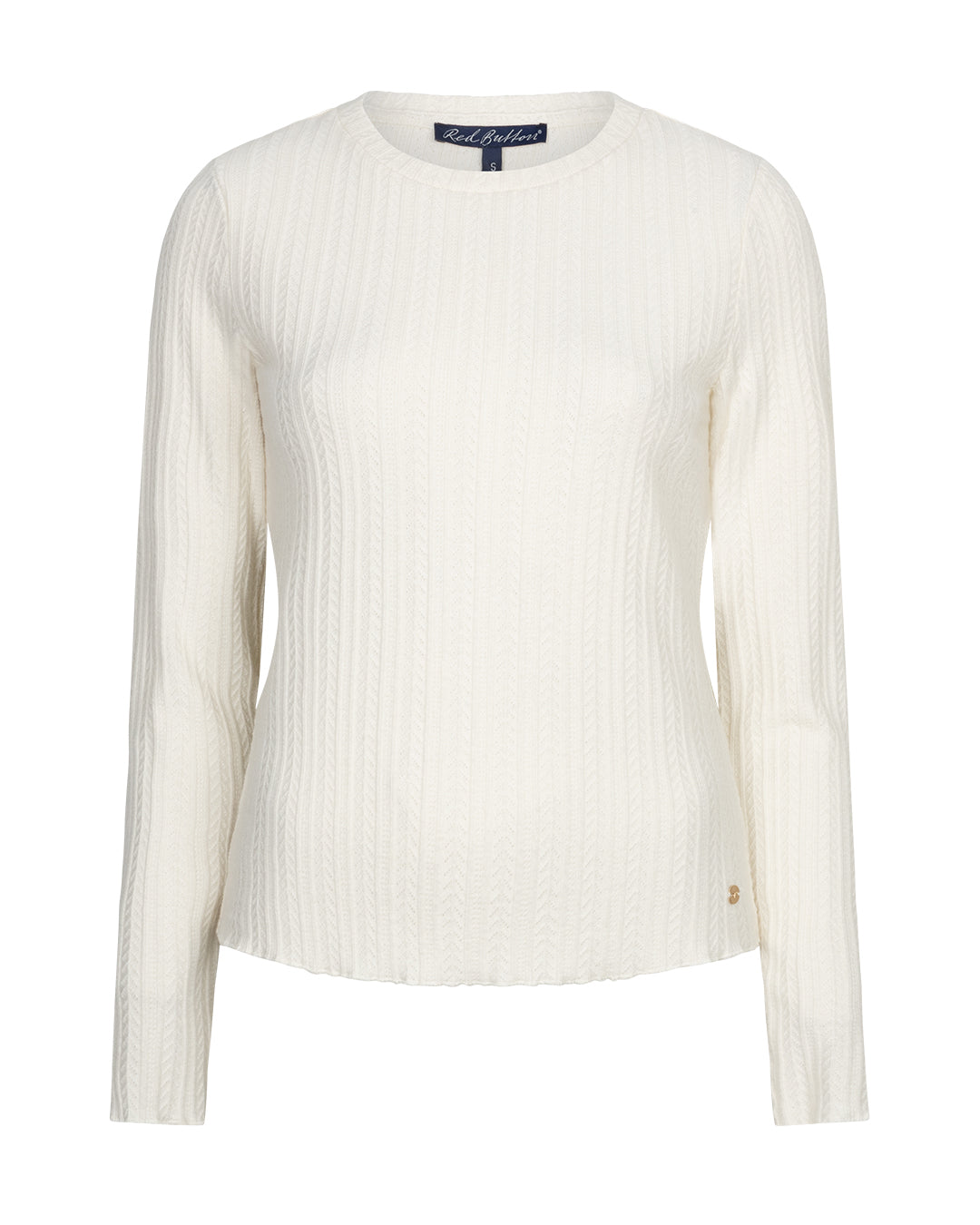 Red Button - Ecru Fine Knit Top