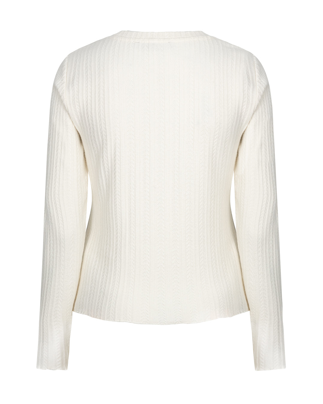Red Button - Ecru Fine Knit Top