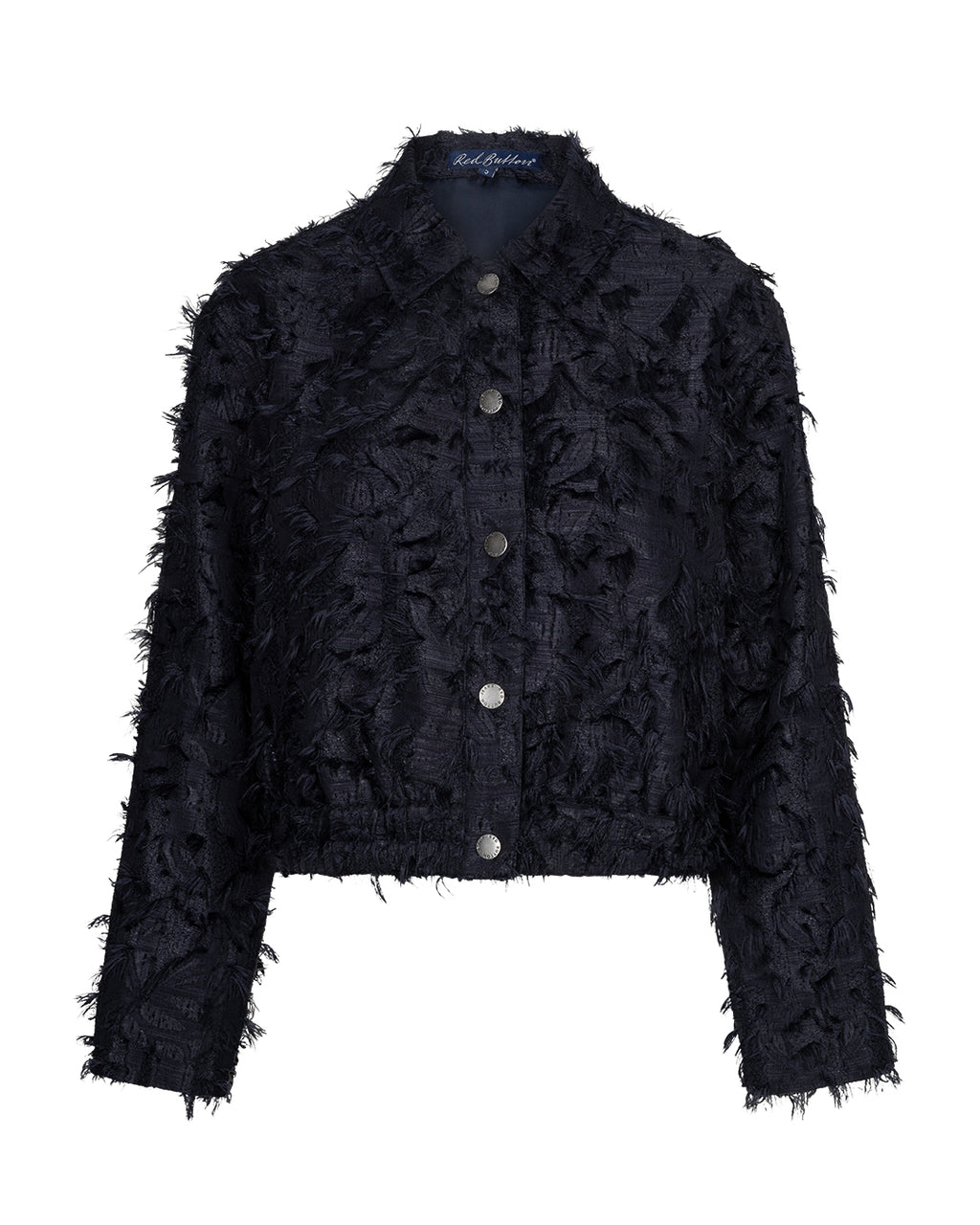 RedButton-NavyFringeBomber - diamonds and pearls

