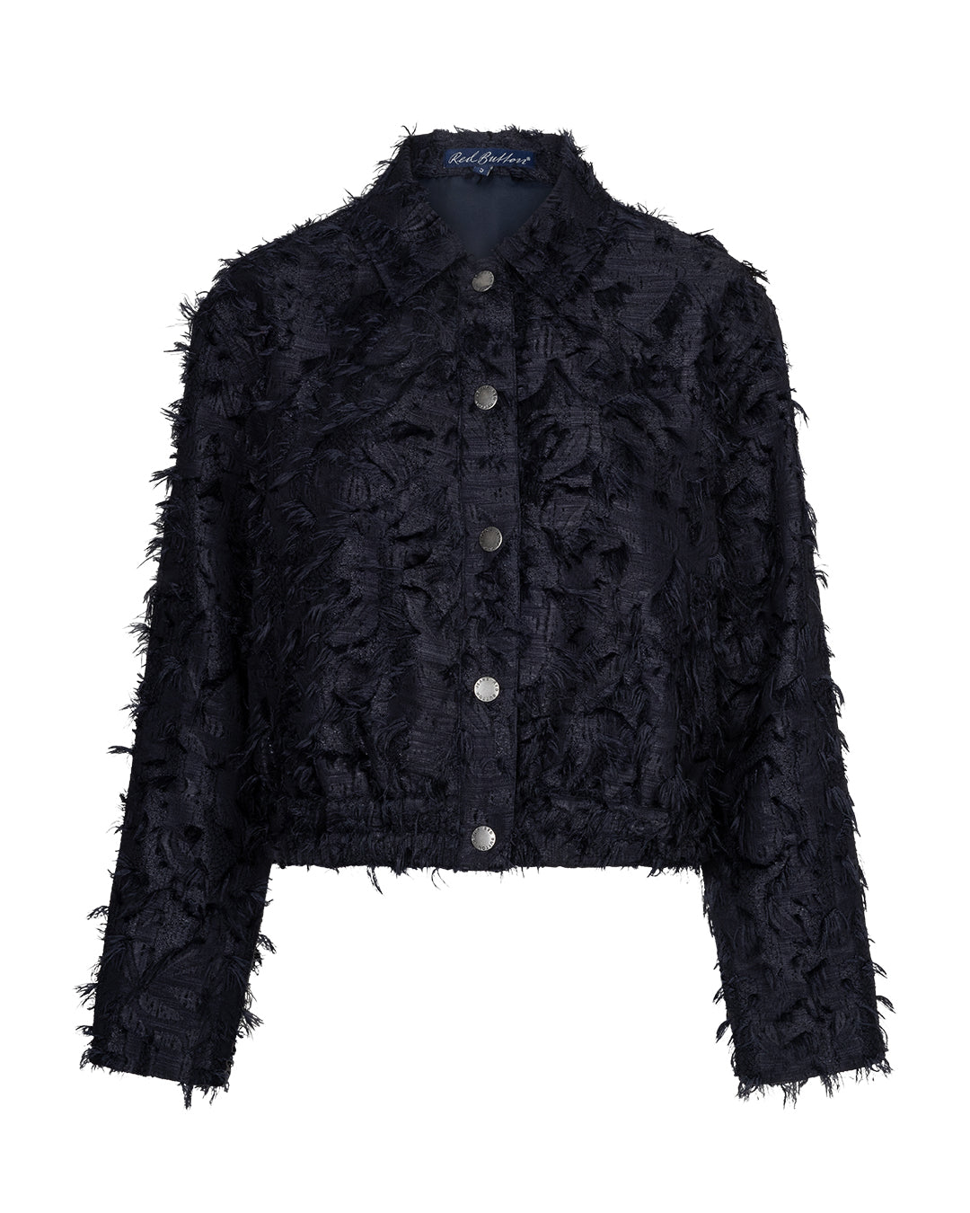 RedButton-NavyFringeBomber - diamonds and pearls
