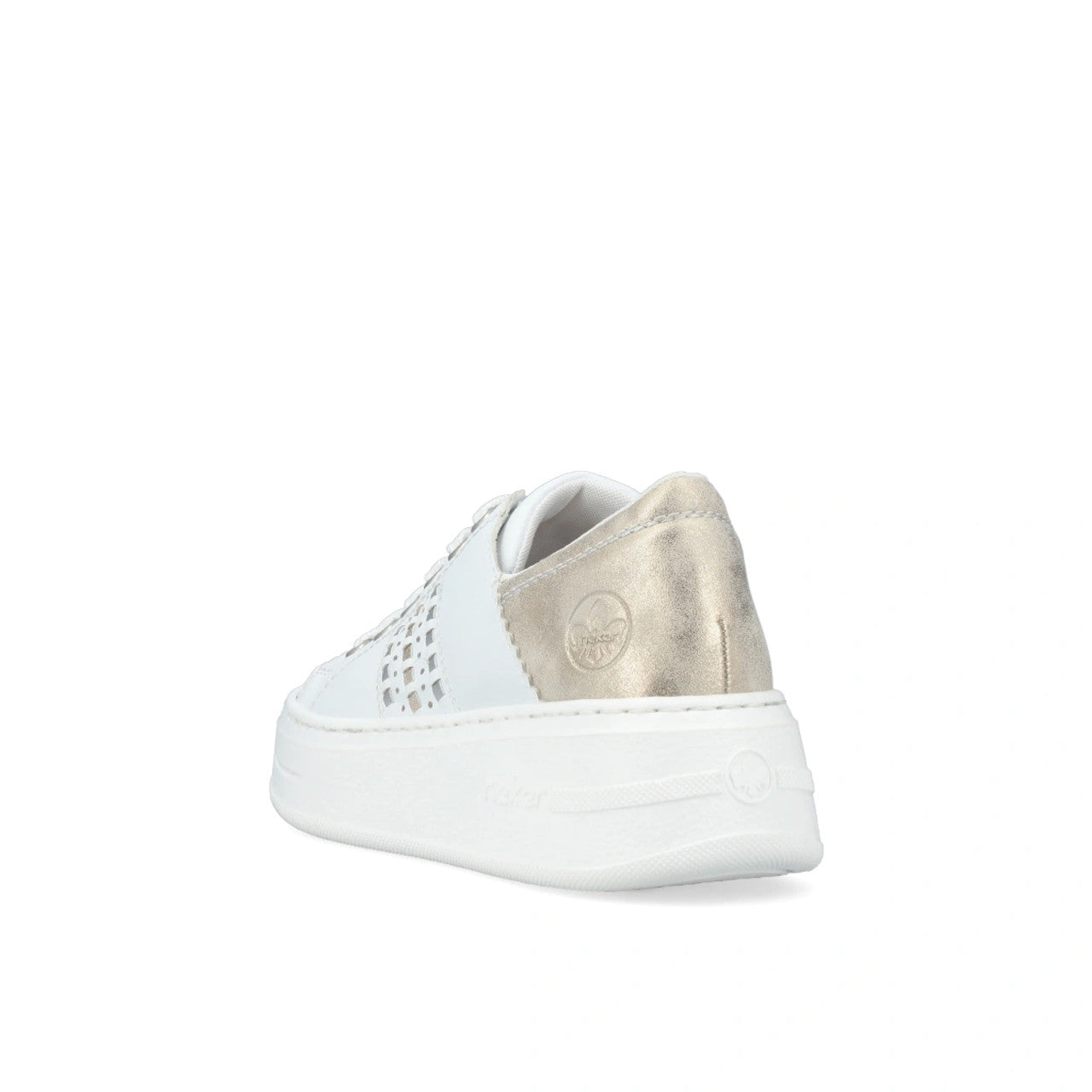 Rieker White & Gold Platform Sneaker