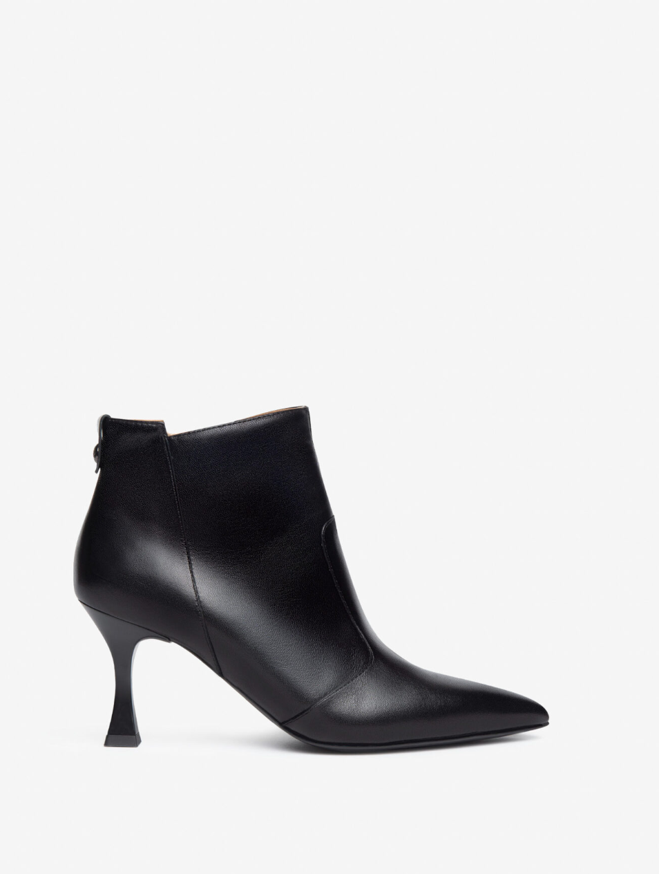 Black Leather Heeled Ankle Boot