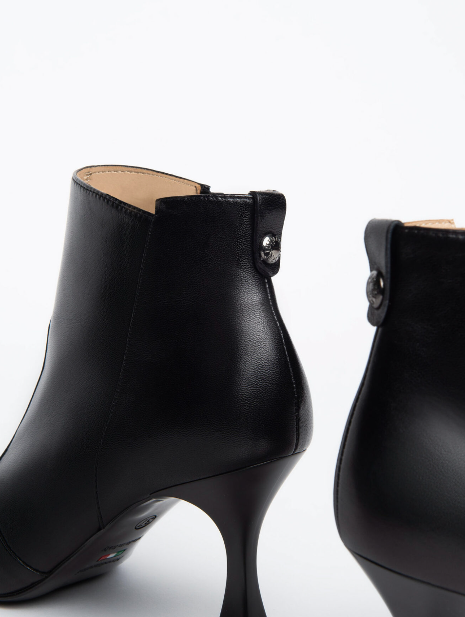 Black Leather Heeled Ankle Boot
