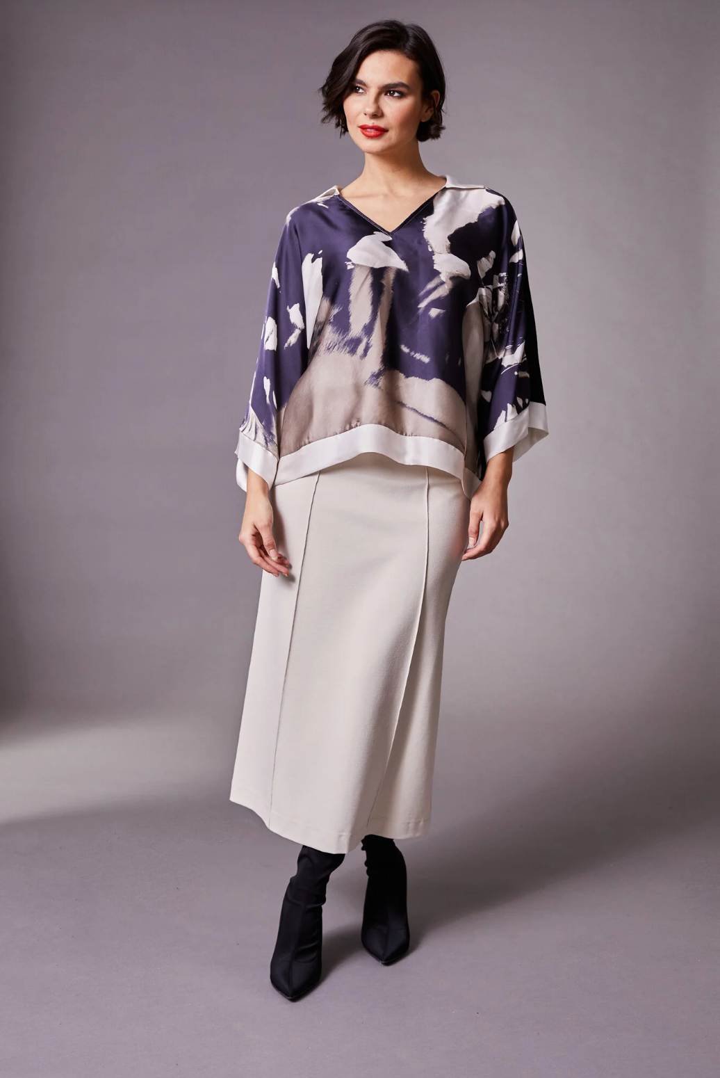 Abstract Print Kimono Top