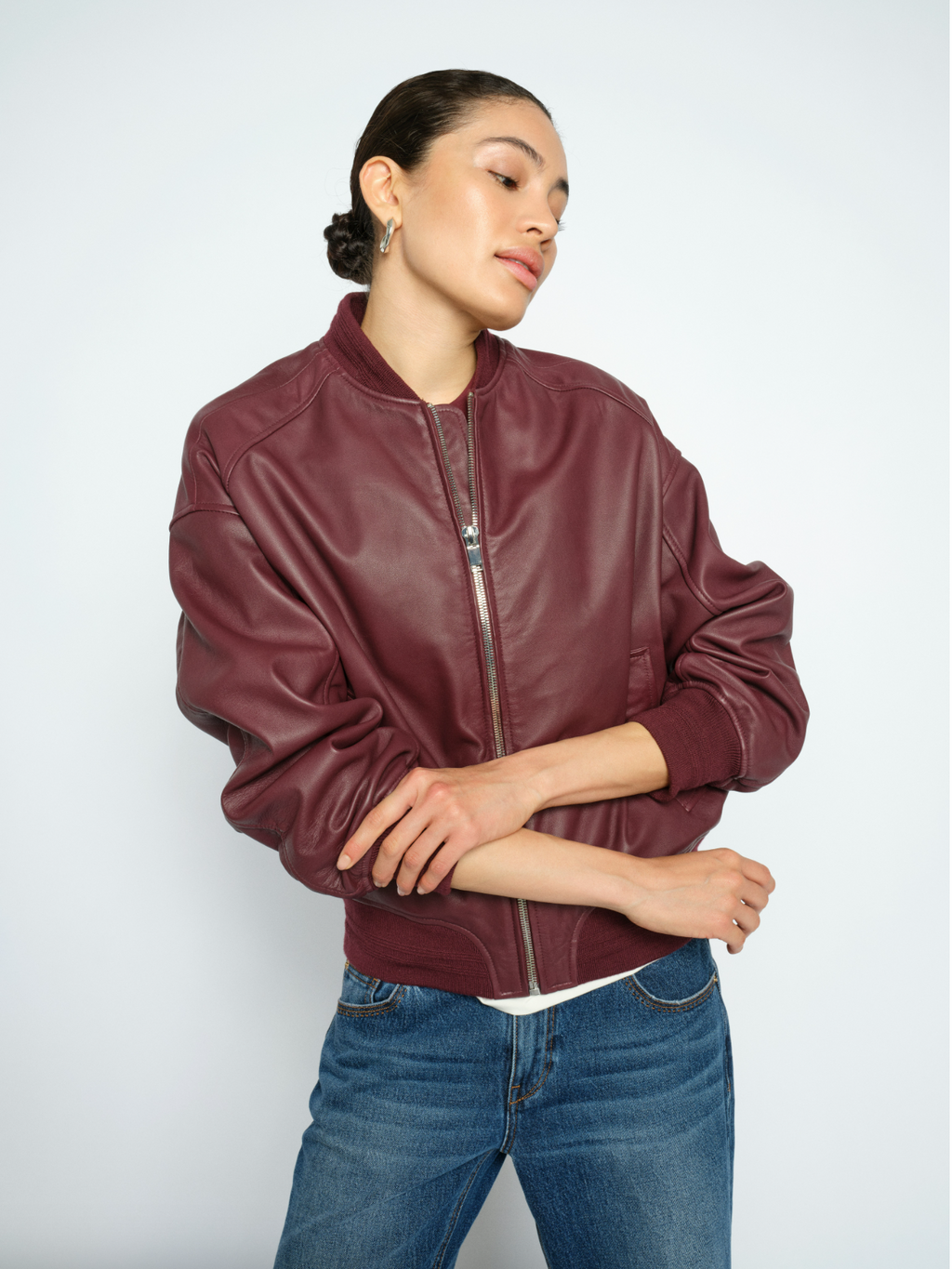 Mos Mosh - Ruby Leather Bomber Jacket