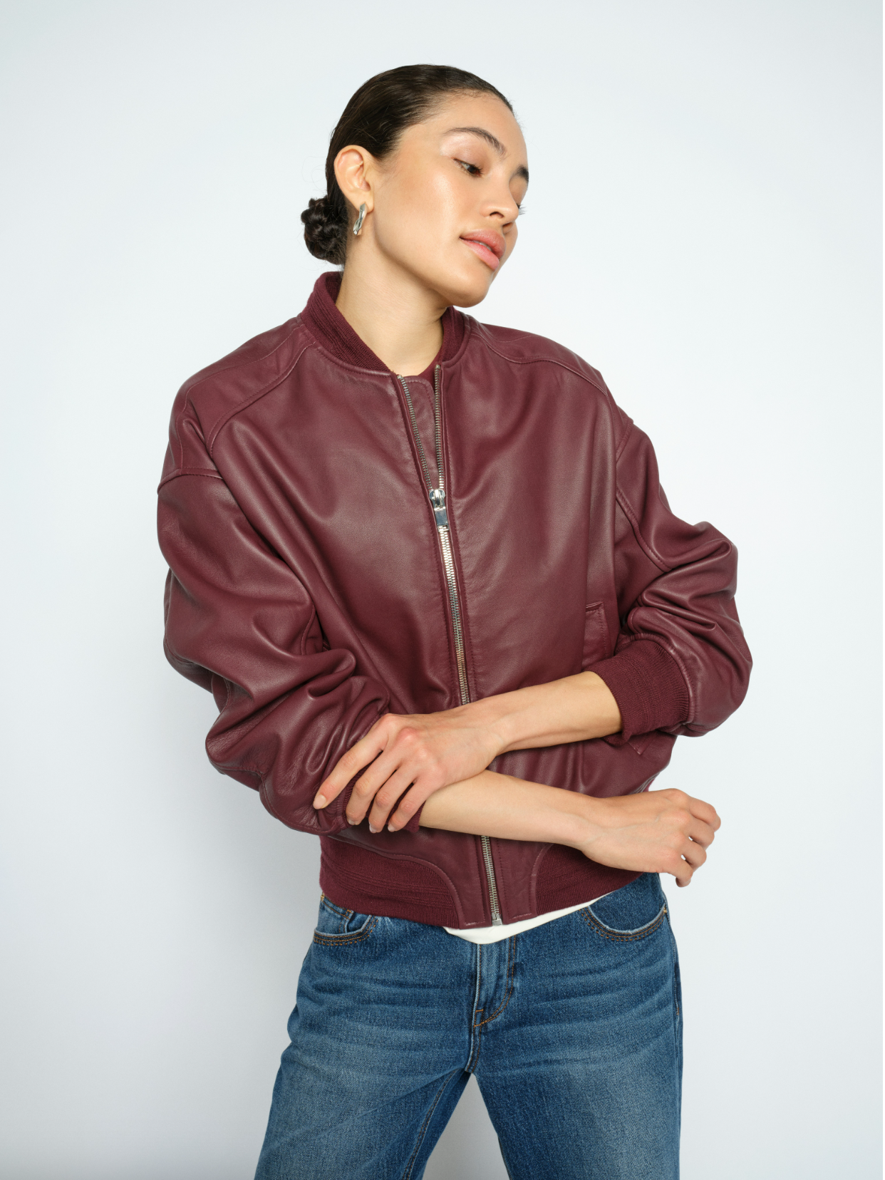 Mos Mosh - Ruby Leather Bomber Jacket
