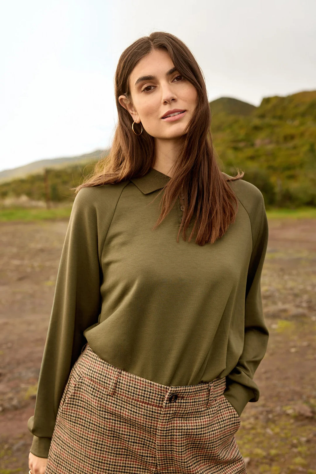 Soya Concept - Banu Collar Forest Green Top