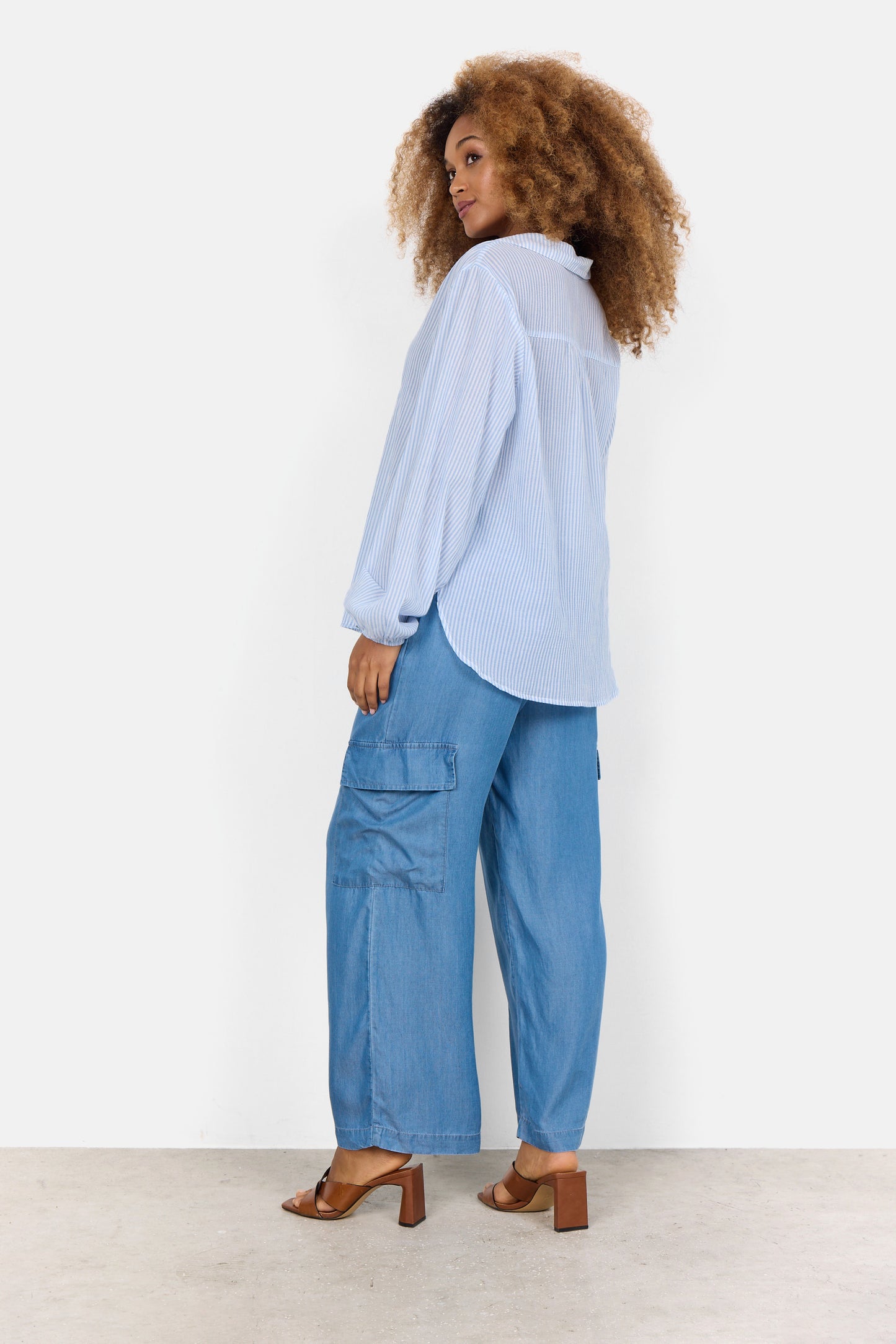 Soya Concept Blue Cotton Classic Shirt