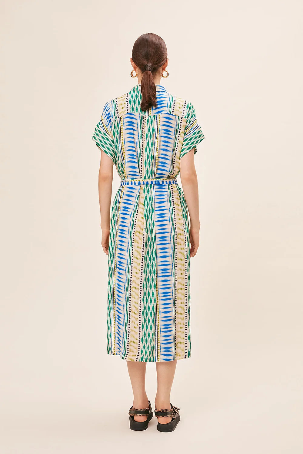 Suncoo - Vertical Print Midi Cara Dress