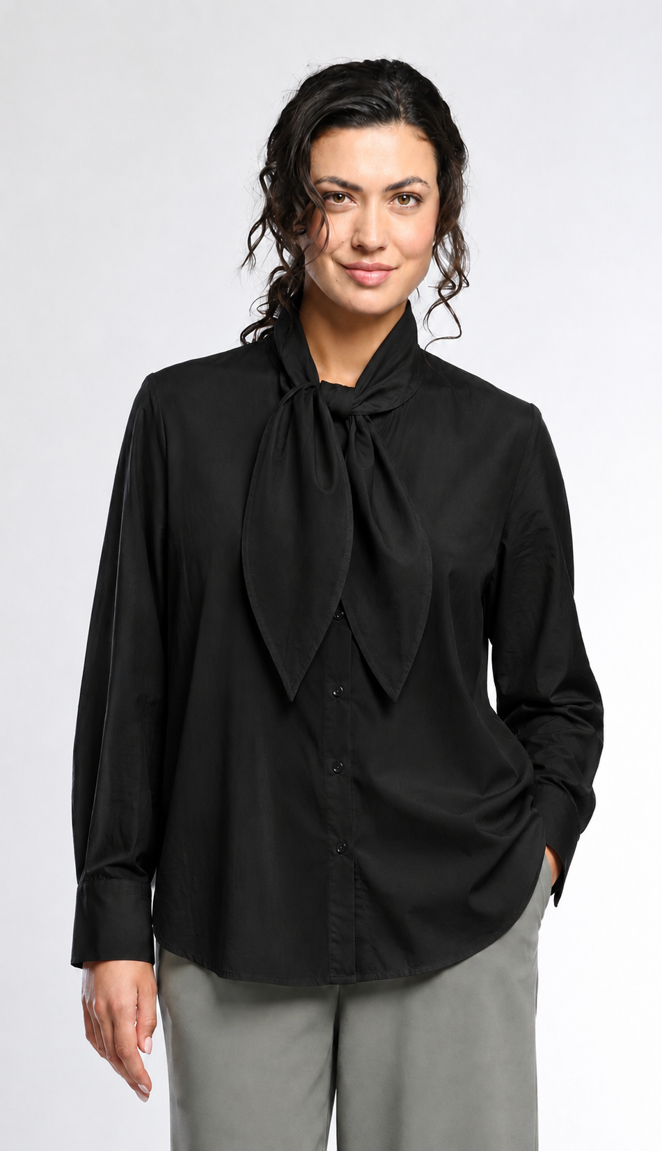 Vetono - Black Blouse with Collar