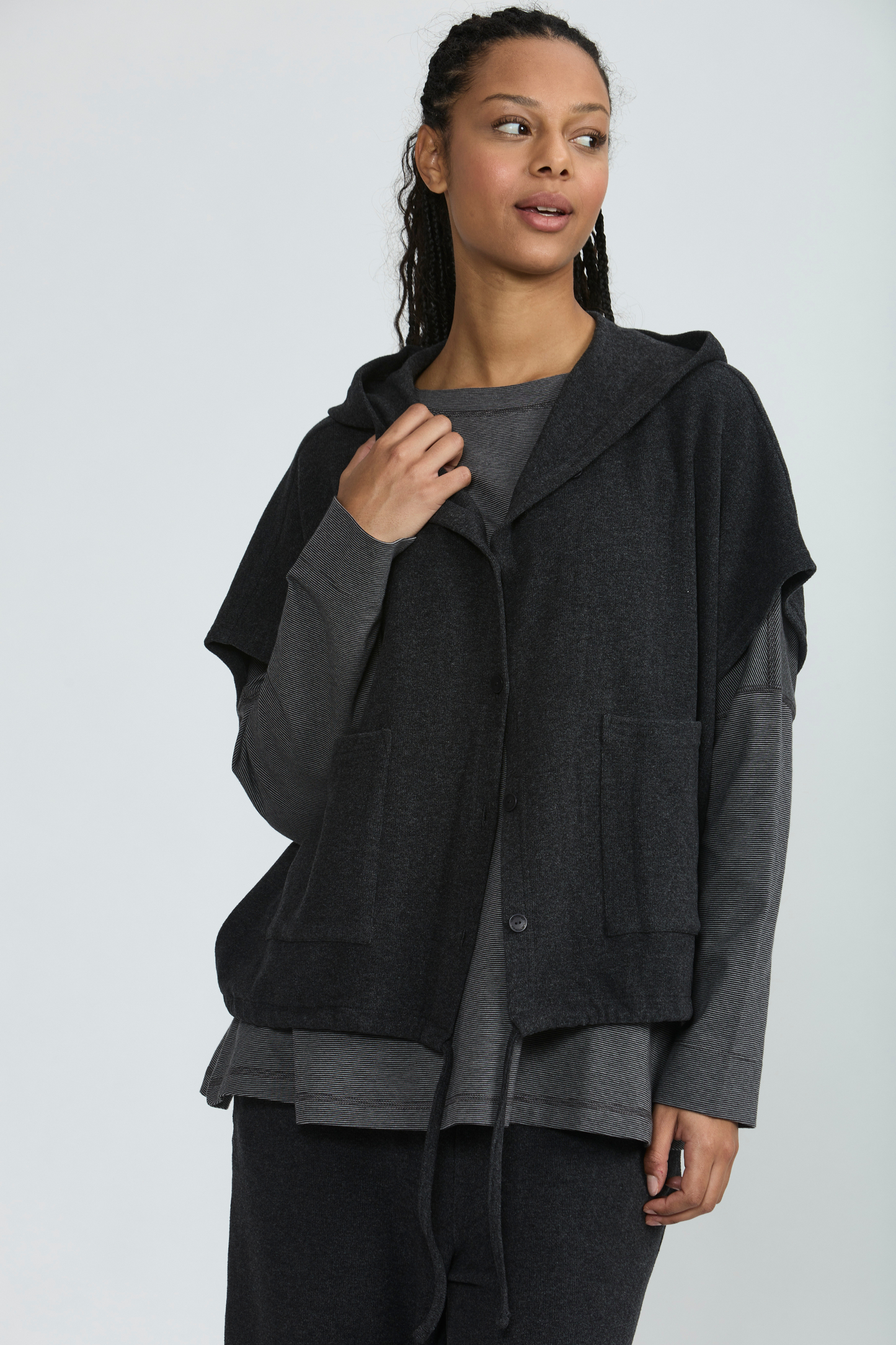 Vetono - Grey Hooded Waistcoat