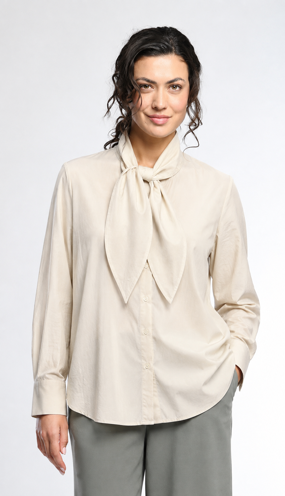 Vetono - Cream Blouse with Collar