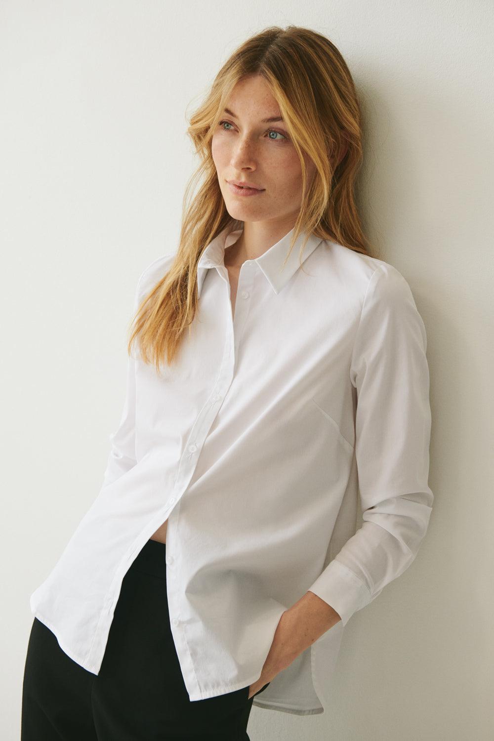 Bimini White Cotton Fitted Shirt - Diamonds & Pearls