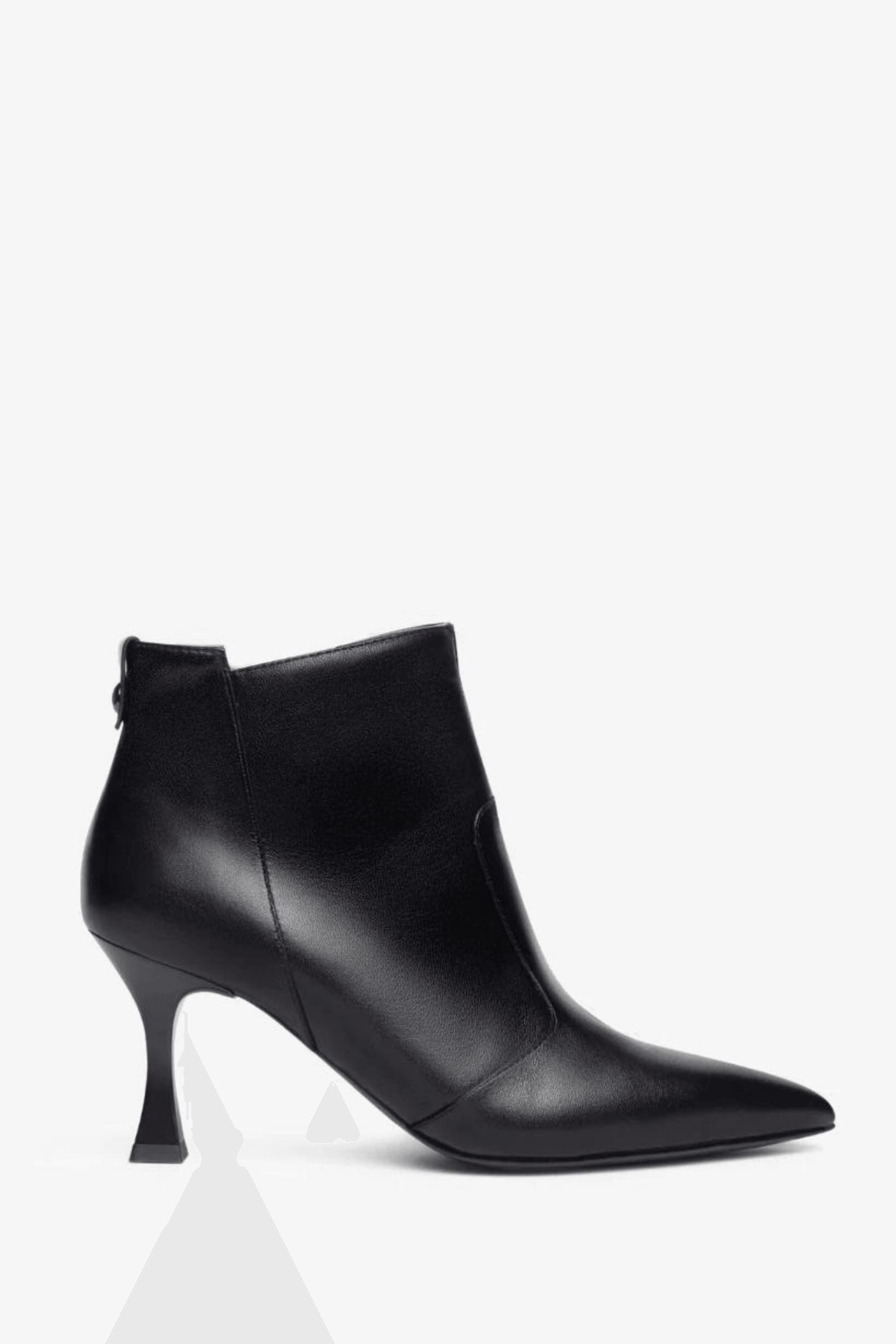 Black Leather Heeled Ankle Boot - Diamonds & Pearls