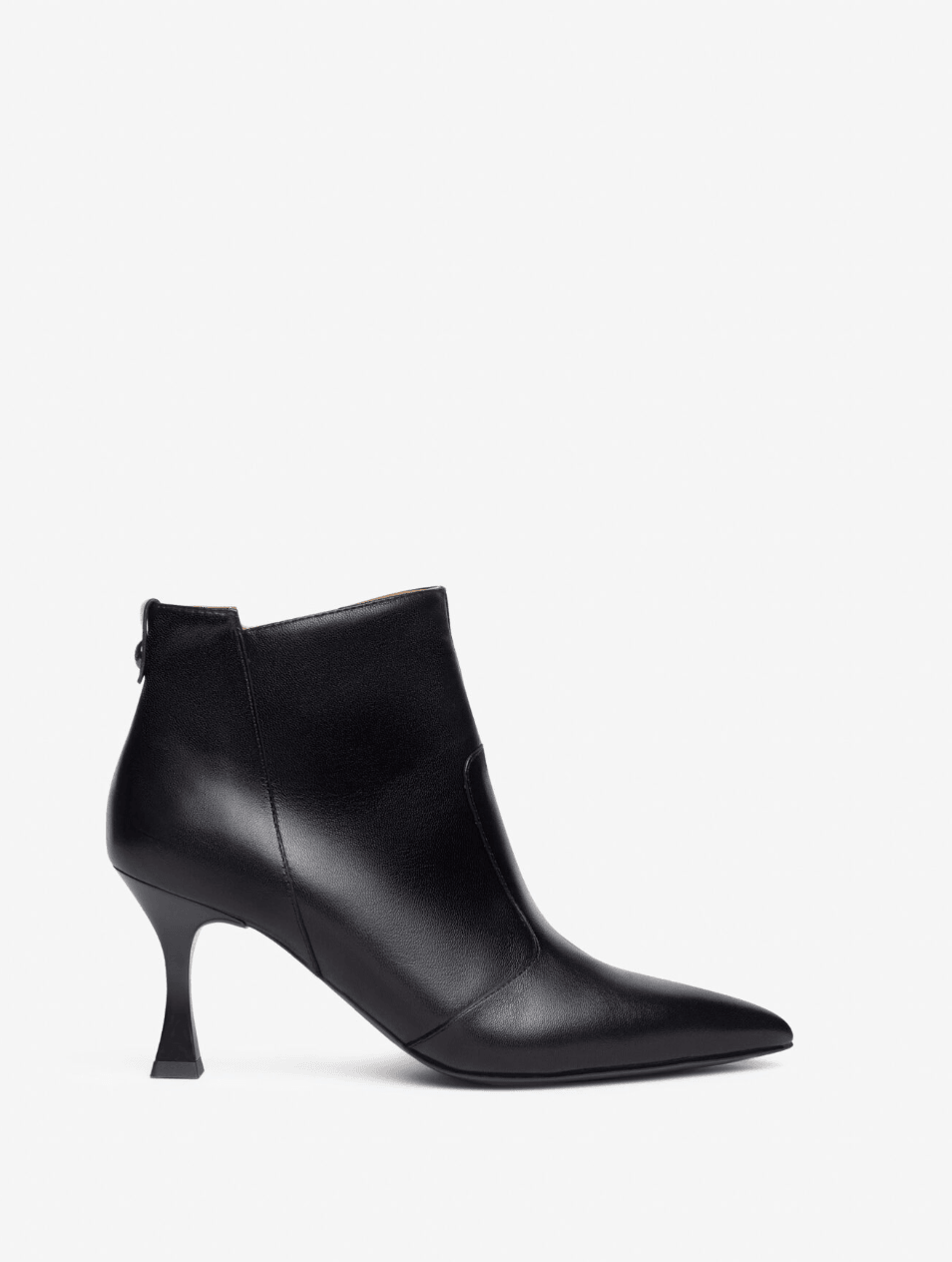 Black Leather Heeled Ankle Boot - Diamonds & Pearls
