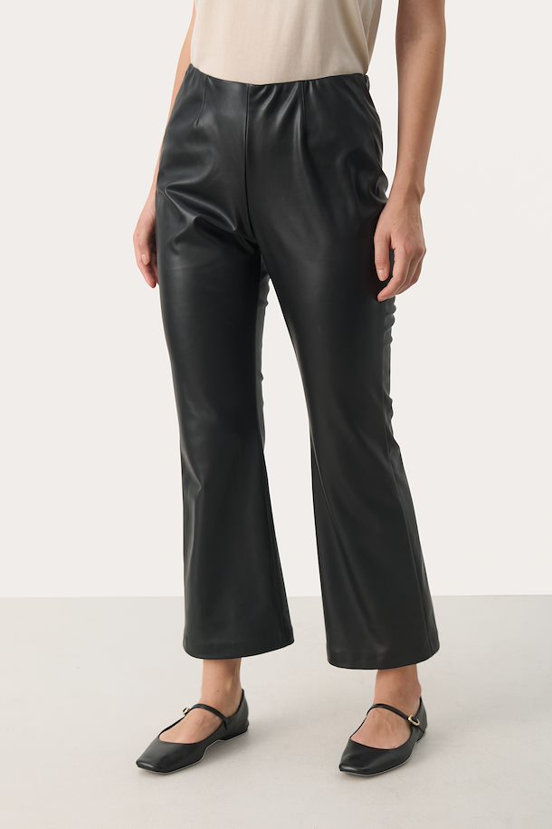 Lorenza Pleather Black Kickflare Pant