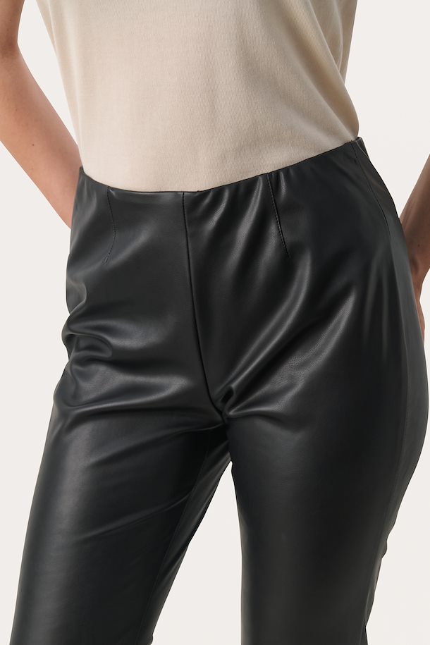 Lorenza Pleather Black Kickflare Pant