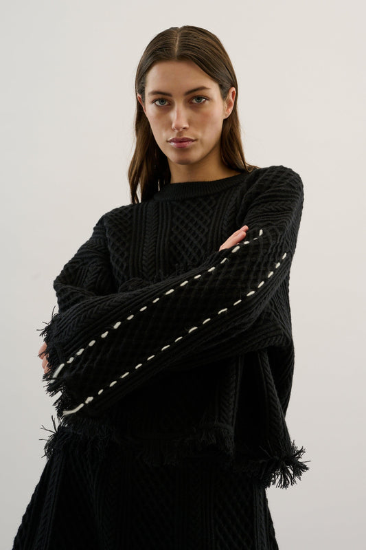 Black Rollana Knit in Black - Diamonds & Pearls