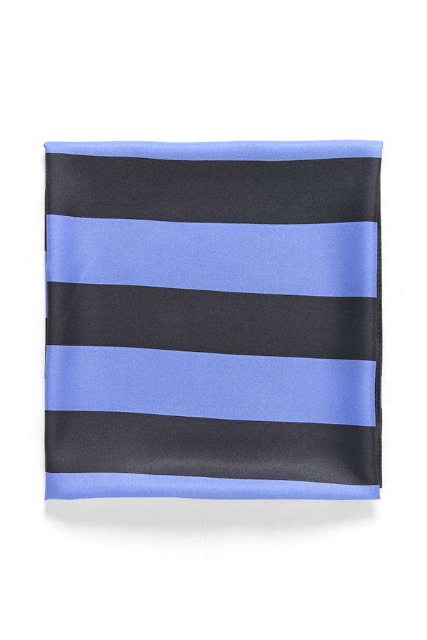Silk Feel Navy & Blue Stripe Scarf